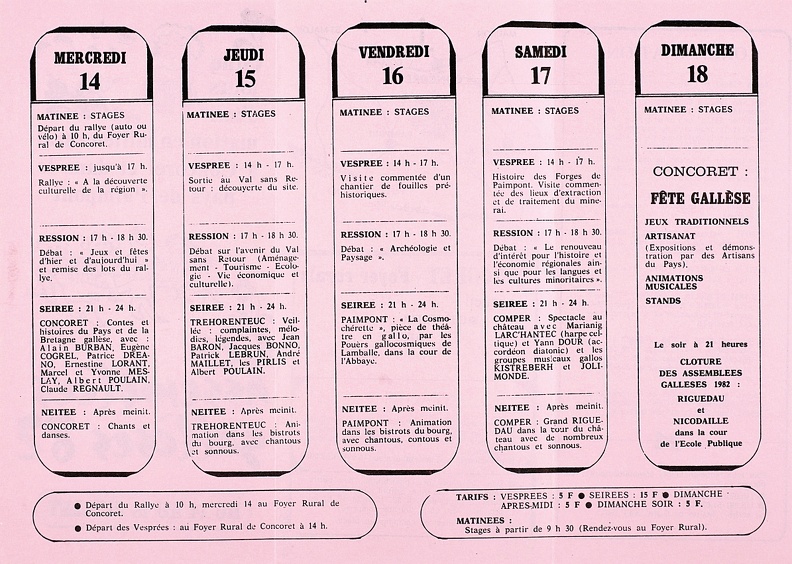 assemblees gallese 1982 programme